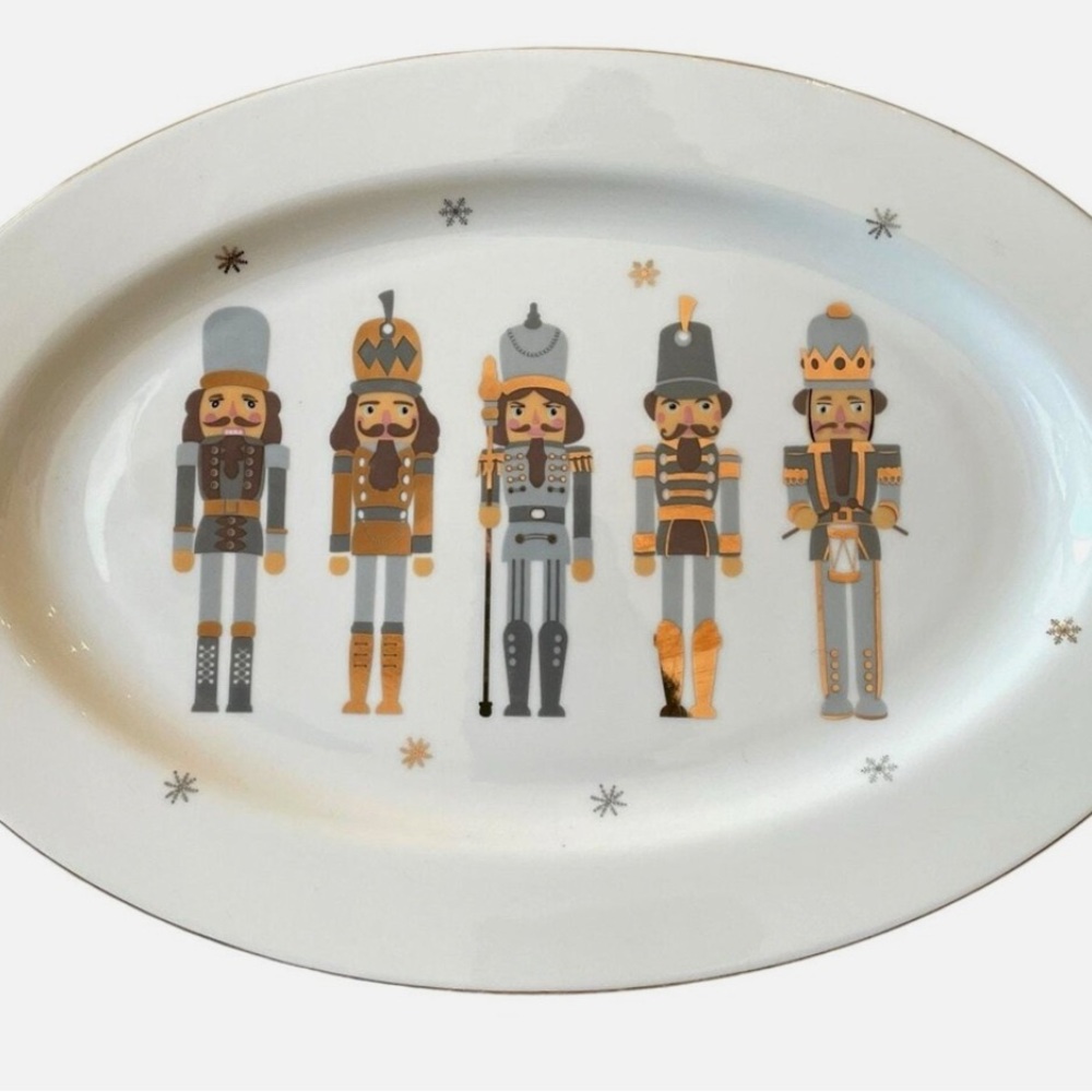 Christmas Nutcracker Soldier Serving Platter Tray 9x13 Ceramic Holiday New
